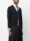 Men's Jersey Stitch V-Neck Cardigan Navy - THOM BROWNE - BALAAN 4