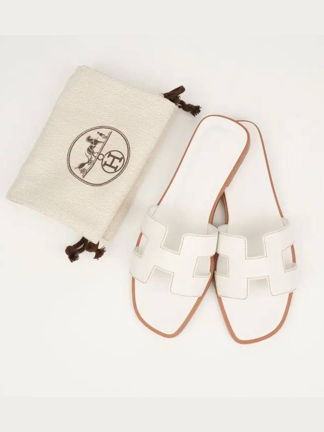 Oran Calfskin Slippers Blanc - HERMES - BALAAN 3