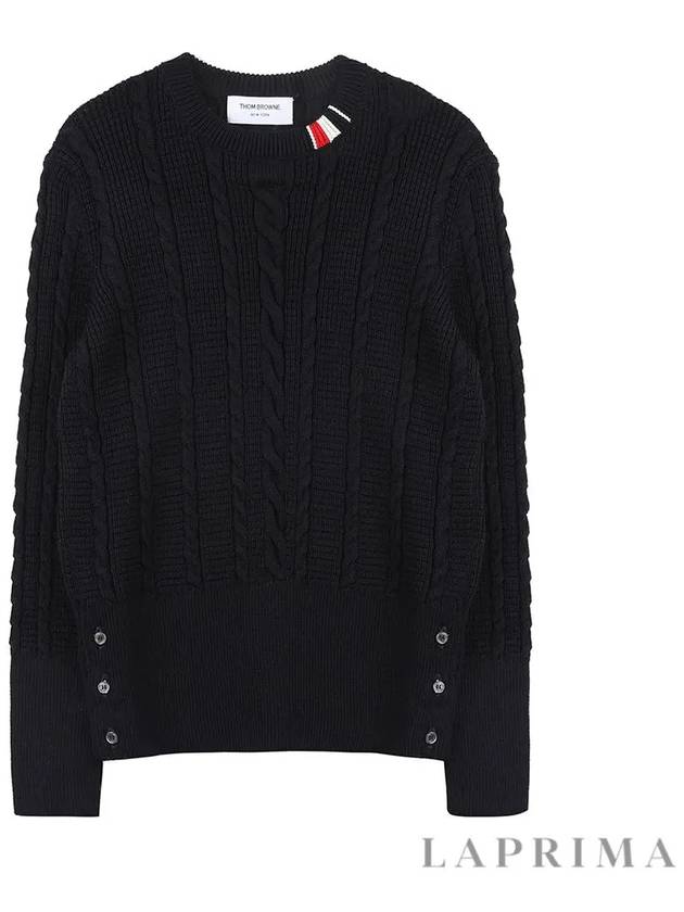 RWB Cable Wool Knit Top Navy - THOM BROWNE - BALAAN 9