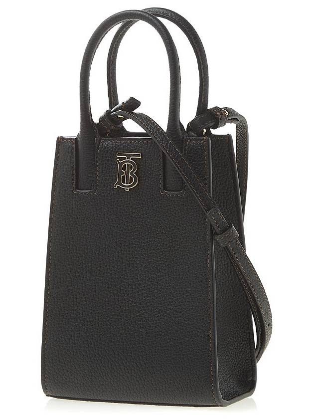 Frances Grainy Leather Mini Tote Bag Black - BURBERRY - BALAAN 3