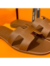 Women's Oran Sandals Calfskin Gold Brown - HERMES - BALAAN 5