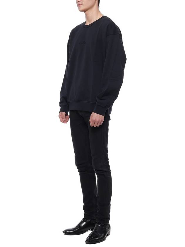 Garment Dyed Cotton Embroidery Logo Sweatshirt Navy - STONE ISLAND - BALAAN 5