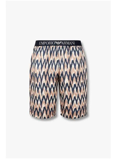 UNDERWEAR Men s Zigzag Pattern Silky Lounge Shorts Camel - EMPORIO ARMANI - BALAAN 1