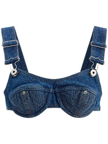 "denim overall bralette with buck - JEAN PAUL GAULTIER - BALAAN 1