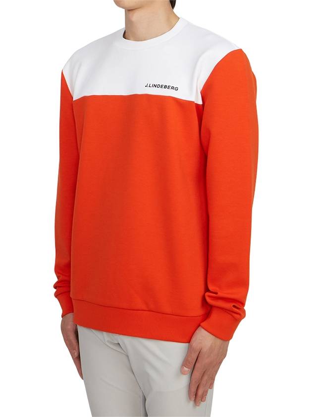 Men's Jeff Crew Neck Polyester Sweatshirt Fiery Red - J.LINDEBERG - BALAAN 3