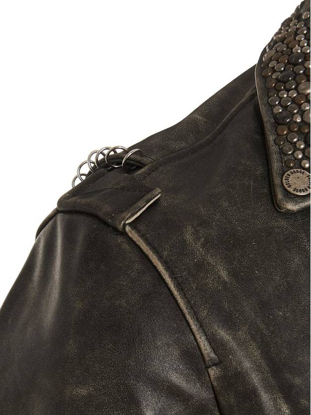 Golden Goose Distressed Leather Biker Jacket - GOLDEN GOOSE - BALAAN 5