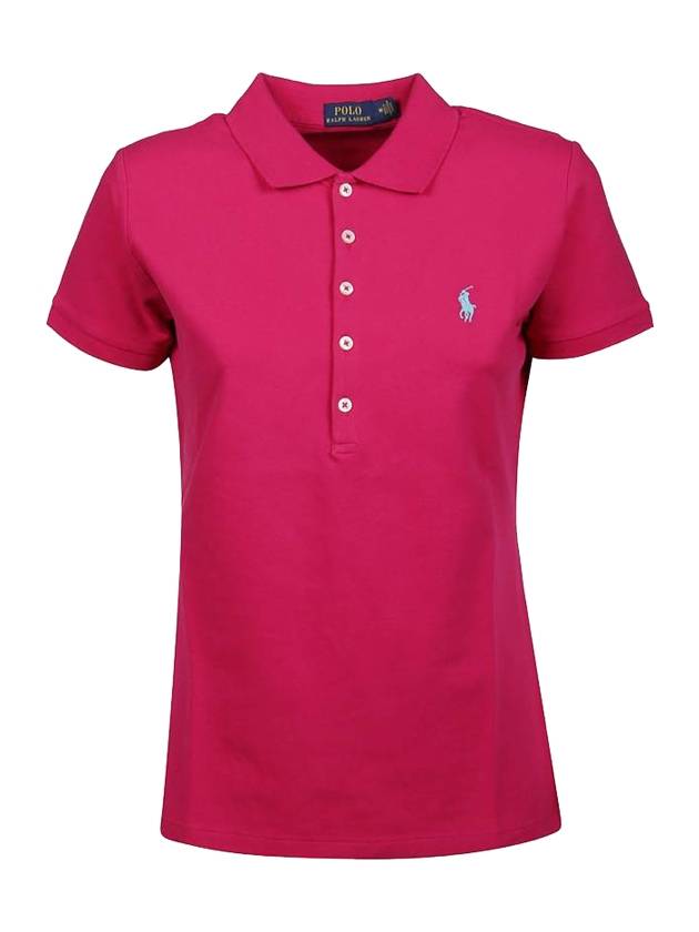 Women's Julie Logo Embroidered Short Sleeve PK Shirt Rosa Fuchsia - POLO RALPH LAUREN - BALAAN 1