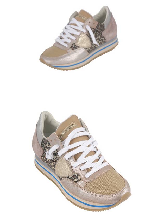 Height Raising Insole Suede Low Top Sneakers Camel Leopard - PHILIPPE MODEL - BALAAN 5