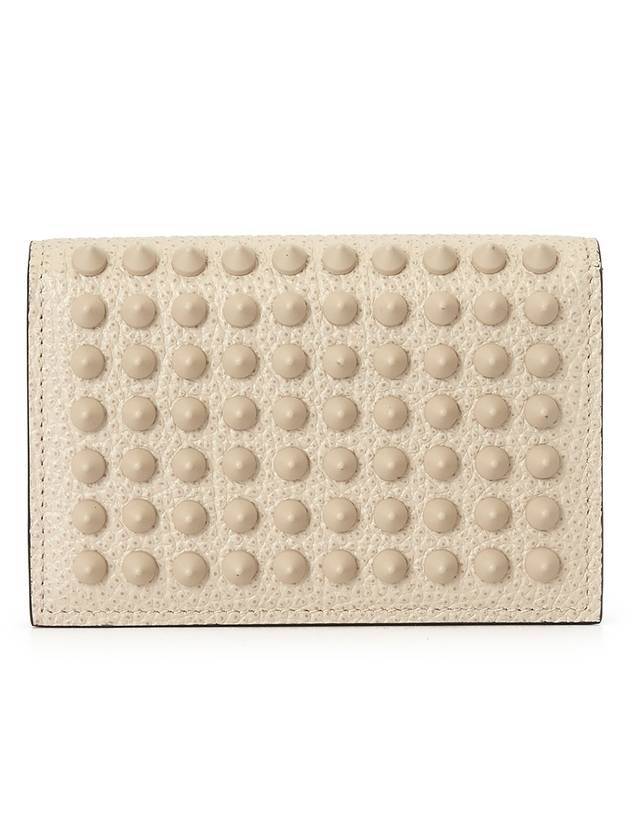 Sifnos Studded Bifold Card Wallet Beige - CHRISTIAN LOUBOUTIN - BALAAN 1