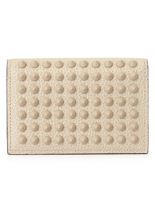 Sifnos Studded Bifold Card Wallet Beige - CHRISTIAN LOUBOUTIN - BALAAN 1