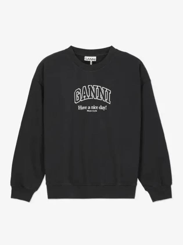 Isoli Oversized Cotton Sweatshirt Black - GANNI - BALAAN 2