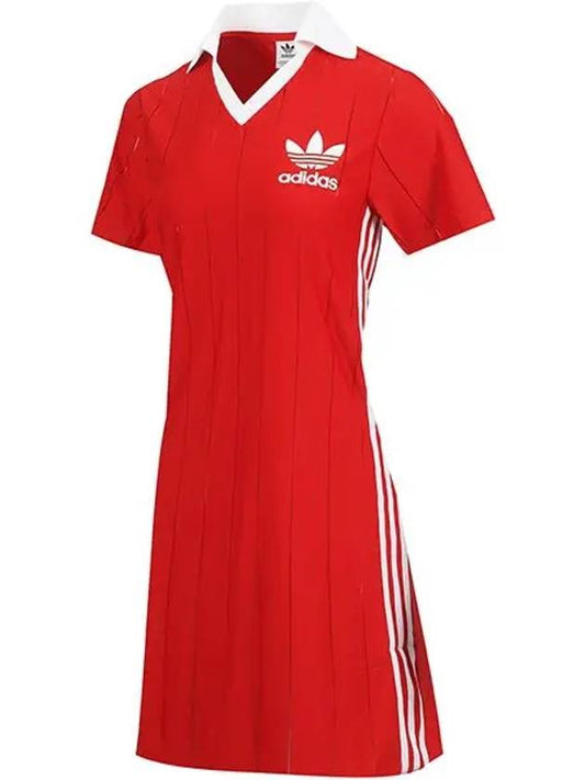 W Adicolor 3S pinstripe collar short sleeve dress IX5508 - ADIDAS - BALAAN 2