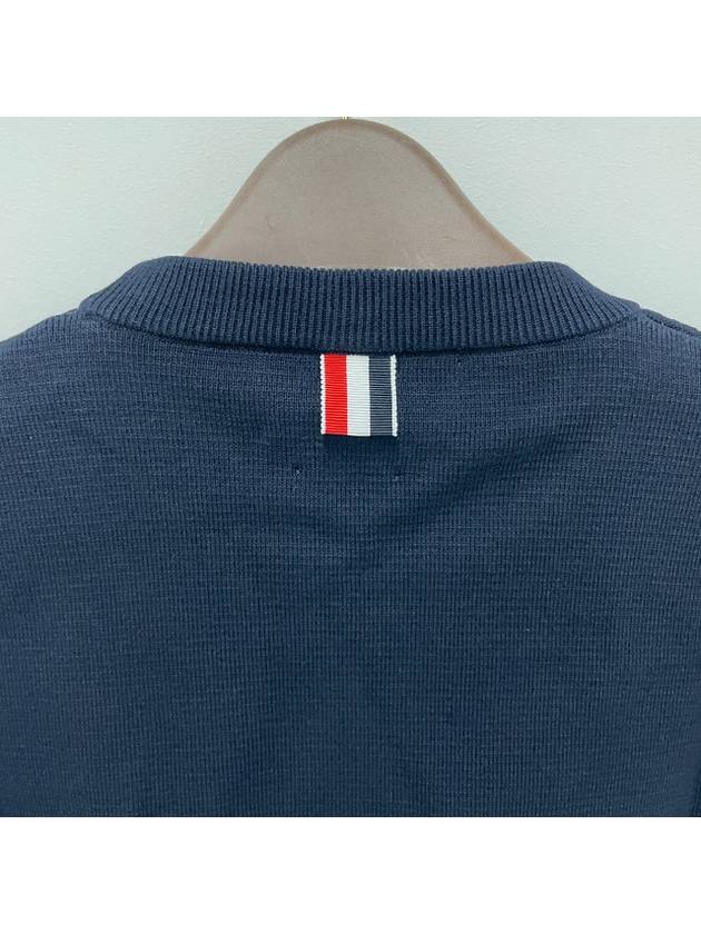 Milano Stitch Crewneck 4-Bar Cotton Crepe Knit Top Navy - THOM BROWNE - BALAAN 9