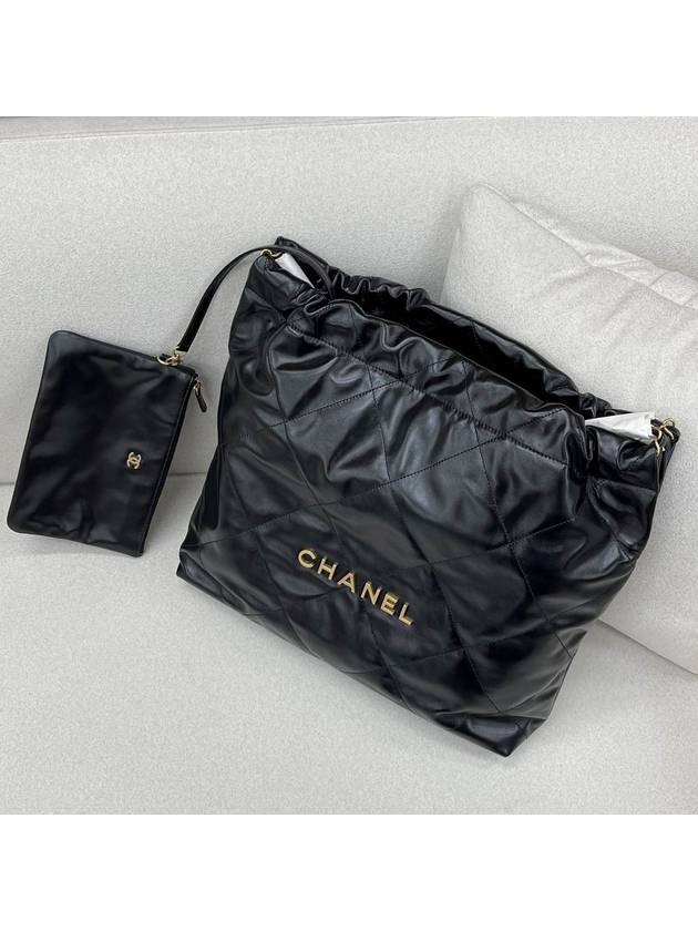 Medium Shoulder Bag Shiny Calfskin Gold Black - CHANEL - BALAAN 9