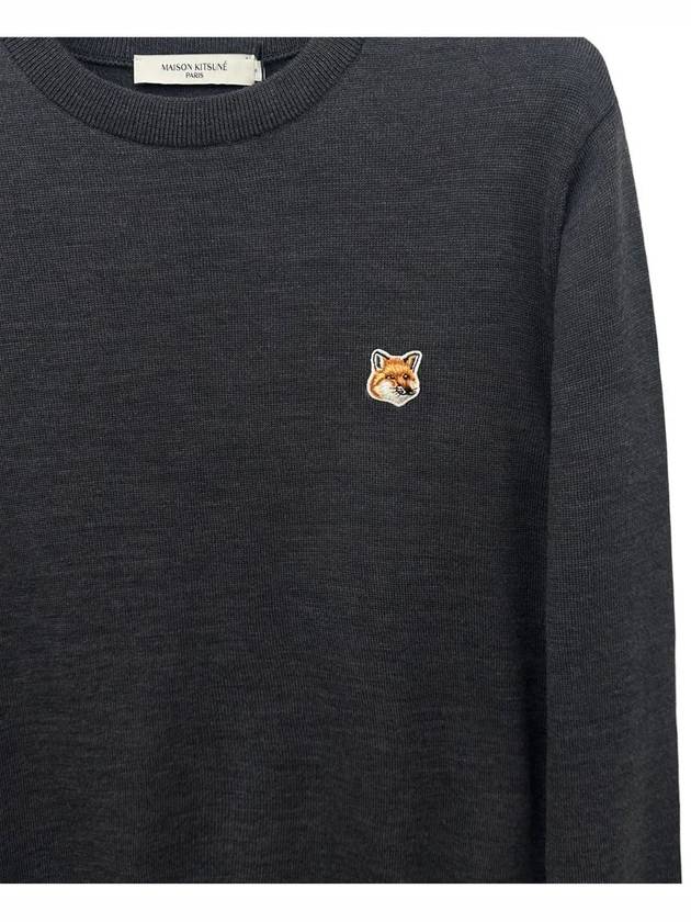 Fox Head Patch Regular Round Neck Pullover Knit Top Anthracite Melange - MAISON KITSUNE - BALAAN 4