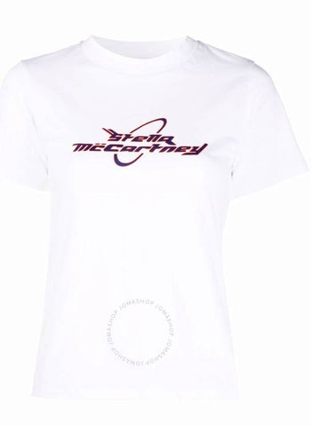 Stella Mccartney Ladies White Logo Printed T-Shirt, Brand Size 36 (US Size 2) - STELLA MCCARTNEY - BALAAN 1