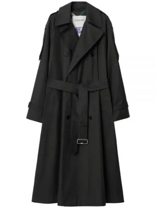 Long Gabardine Trench Coat Black - BURBERRY - BALAAN 2