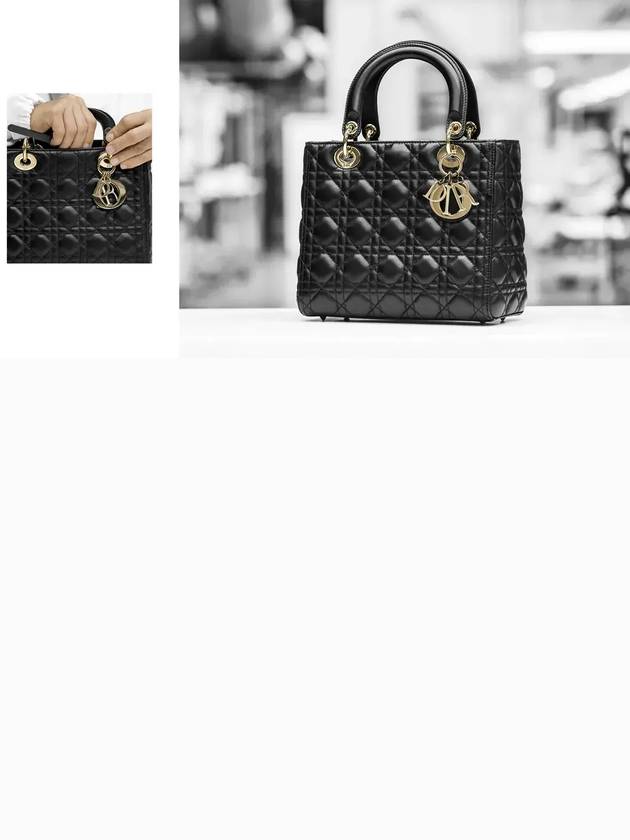 Lady Cannage Lambskin Mini Bag Black - DIOR - BALAAN.