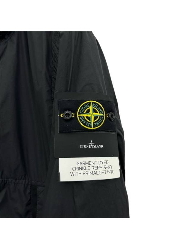 Men's Garment Dyed Crinkle Reps Recycled Nylon Primaloft TC Hooded Jacket Black - STONE ISLAND - BALAAN 5