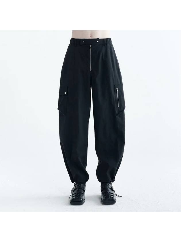 Summer Wool Zip-Up Track Pants Black - NOIRER - BALAAN 1