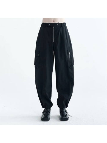 Summer Wool Zip-Up Track Pants Black - NOIRER - BALAAN 1