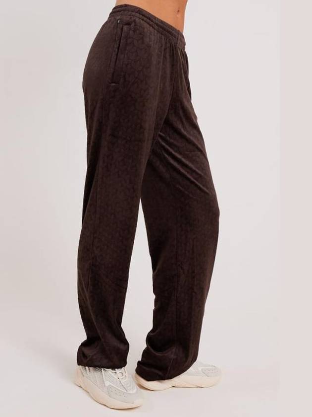 Monogram Straight Leg Velvet Track Pants Brown - ADIDAS - BALAAN 3