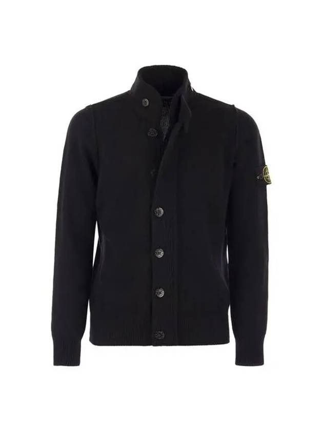 Lambswool Knit Cardigan Black - STONE ISLAND - BALAAN 2