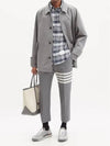 RWB Stripe Check Print Long Sleeve Shirt Navy - THOM BROWNE - BALAAN 3