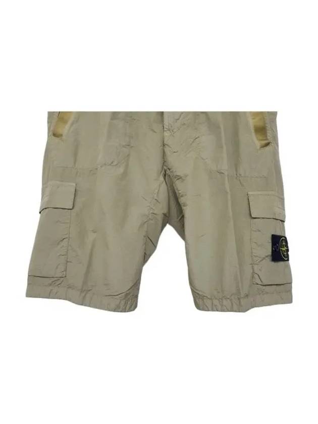 Seersucker Cargo Bermuda Shorts Beige - STONE ISLAND - BALAAN 4