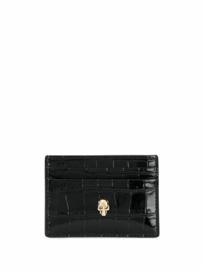 Skull Crocodile Leather Card Wallet Black - ALEXANDER MCQUEEN - BALAAN 2