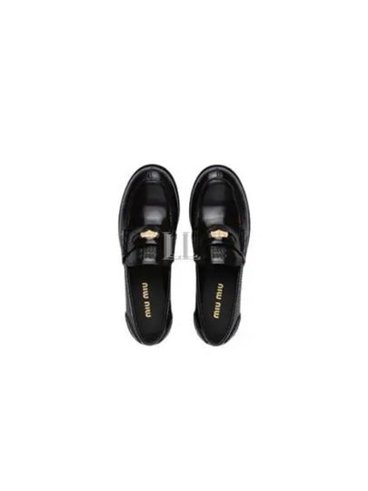 Brushed Leather Penny Loafers Black - MIU MIU - BALAAN 2