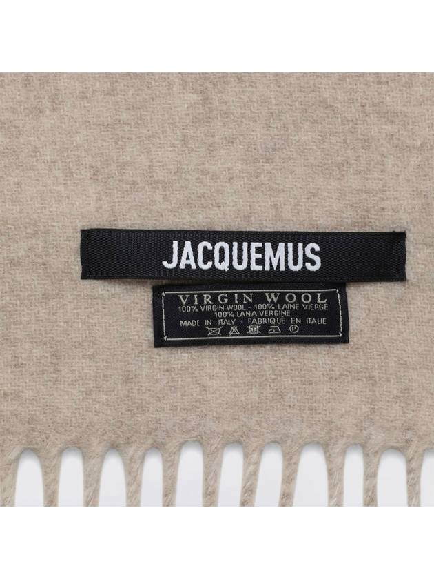 Lecharpe Fringe Logo Virgin Wool Muffler Beige - JACQUEMUS - BALAAN 4