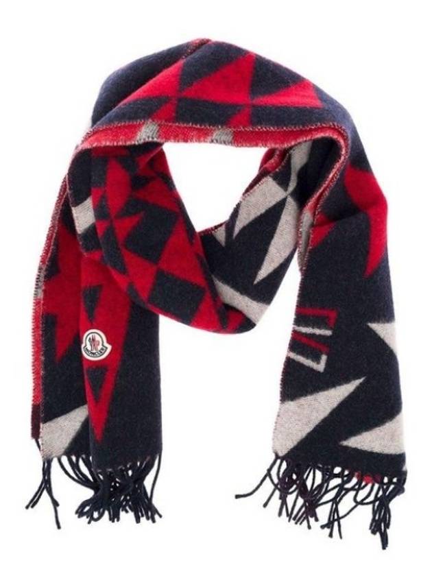 Print Wool Muffler Black Red - MONCLER - BALAAN.