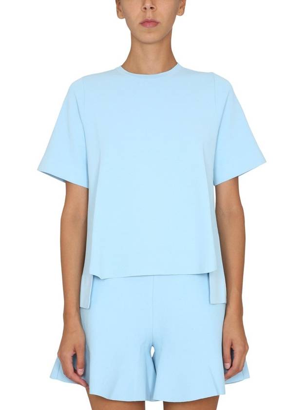 Women's Crop Short Sleeve T-Shirt Blue - STELLA MCCARTNEY - BALAAN 2