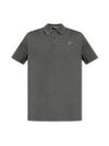 Men's Greca Embroidered Logo Short Sleeve Polo Shirt Grey - VERSACE - BALAAN 2