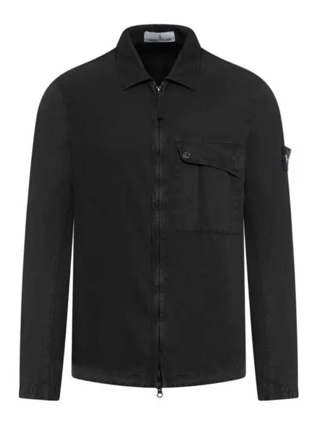 Old Treatment Garment Dyed Overshirt Jacket Black - STONE ISLAND - BALAAN 2