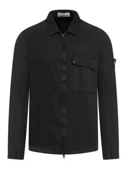 Old Treatment Garment Dyed Overshirt Jacket Black - STONE ISLAND - BALAAN 2