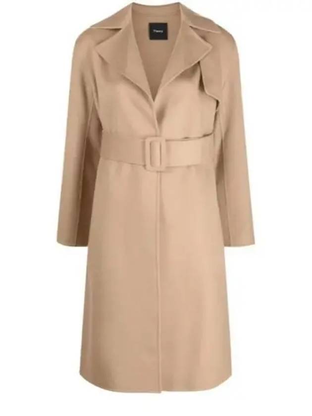 Wrap Wool Cashmere Belt Trench Coat Beige - THEORY - BALAAN 2