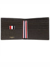 Pebble Grain Leather Half Wallet Dark Brown - THOM BROWNE - BALAAN 6