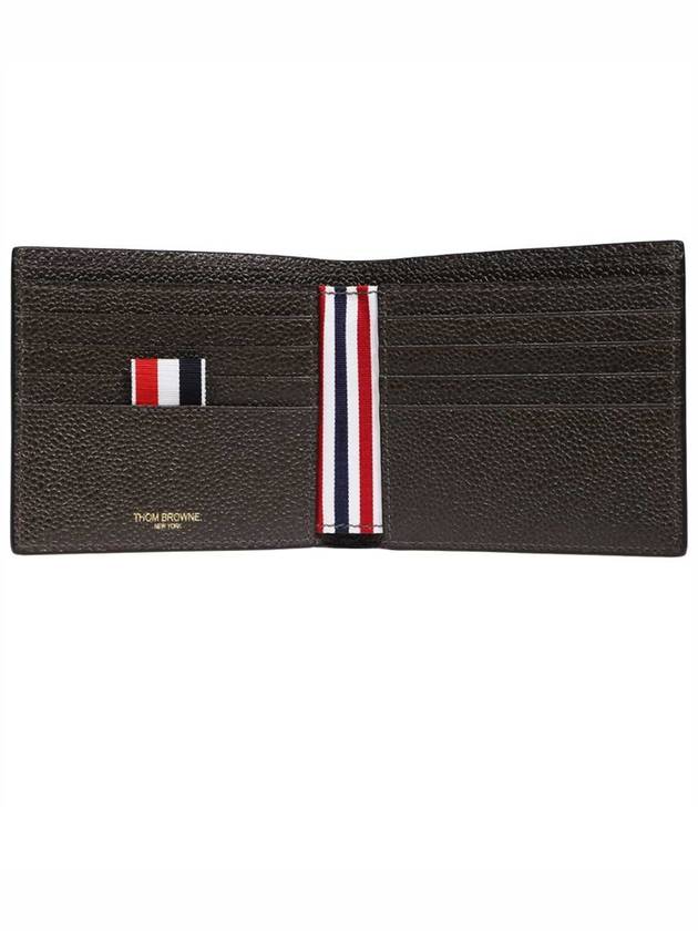 Pebble Grain Leather Half Wallet Dark Brown - THOM BROWNE - BALAAN 6