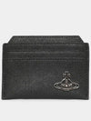 ORB Logo Saffiano Leather Card Wallet Black - VIVIENNE WESTWOOD - BALAAN 2