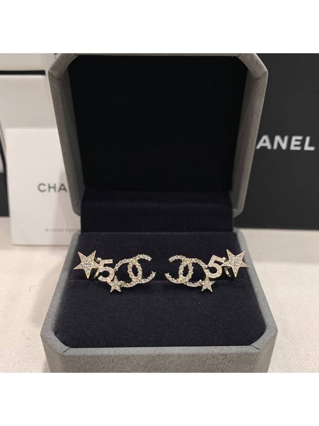 Big Star Crystal CC Logo Earrings Gold - CHANEL - BALAAN 4