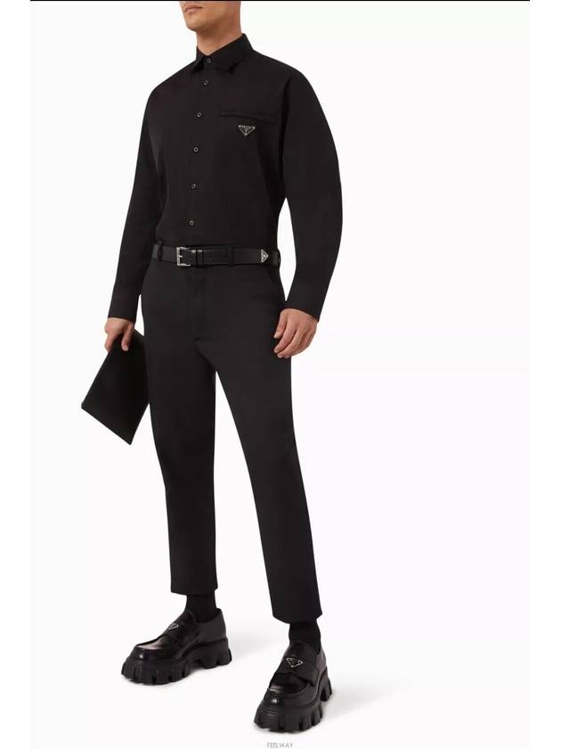 Cotton Long Sleeve Shirt Black - PRADA - BALAAN 5