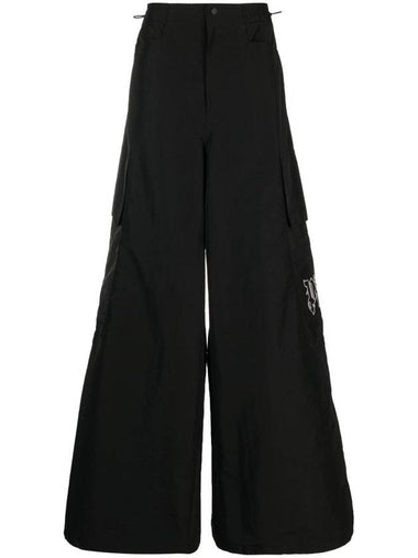 PA Monogram Parachute Pants PMCF026E23FAB001 1003 BLACK OFfwHITE B0170378951 - PALM ANGELS - BALAAN 1