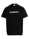 Logo Print Cotton Oversized Short Sleeve T-Shirt Black - BURBERRY - BALAAN 2