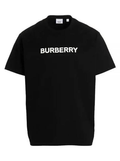 Logo Print Cotton Oversized Short Sleeve T-Shirt Black - BURBERRY - BALAAN 2