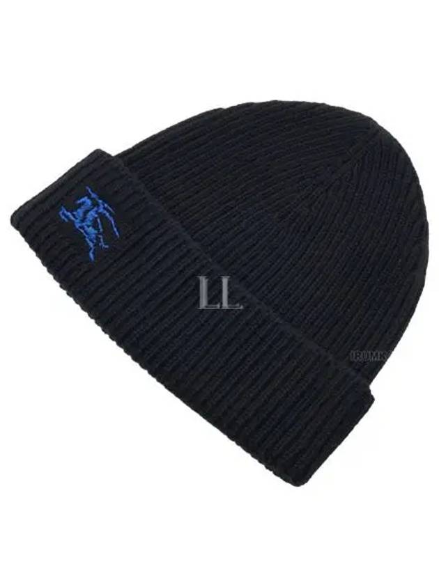 Embroidered Ribbed Cashmere Beanie Black - BURBERRY - BALAAN 2