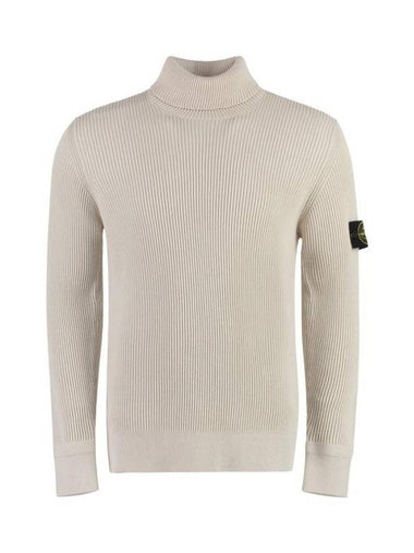 Men's Logo Patch Turtleneck Ivory - STONE ISLAND - BALAAN 1