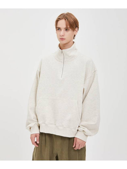 Half Zip-Up Sweatshirt Oatmeal - MOO - BALAAN 2