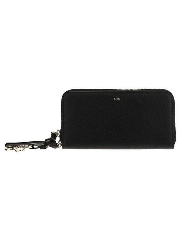 Alphabet Charm Grain Leather Long Wallet Black - CHLOE - BALAAN 1